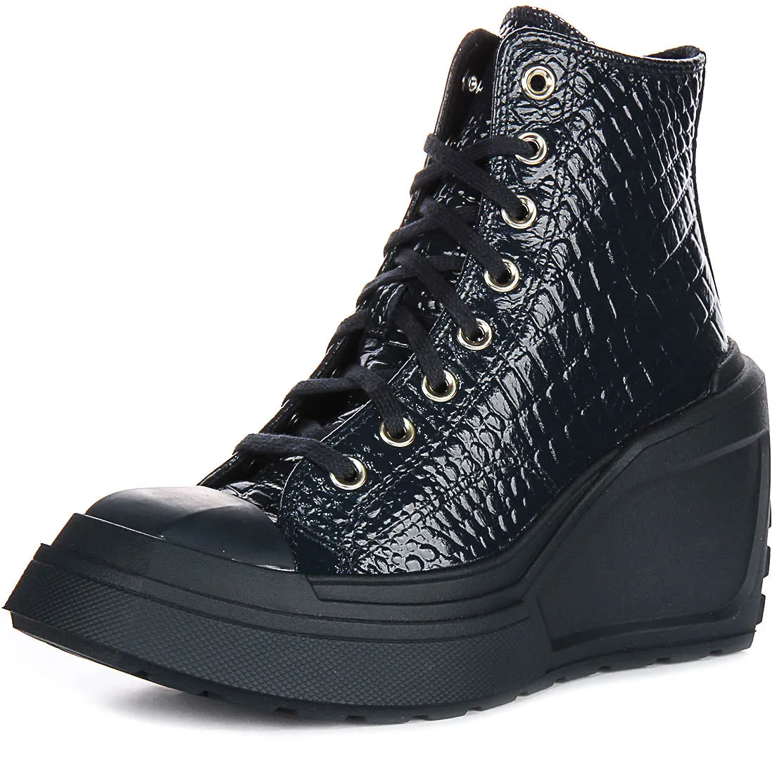 Converse Chuck 70 De Luxe Keil A10037C in Marineblau Leder Schuhen Converse