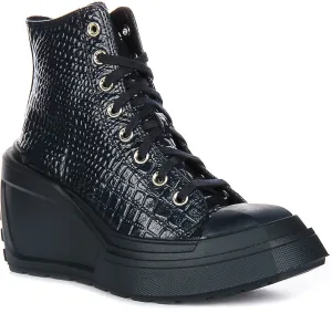 Converse Chuck 70 De Luxe Keil A10037C in Marineblau Leder Schuhen Converse