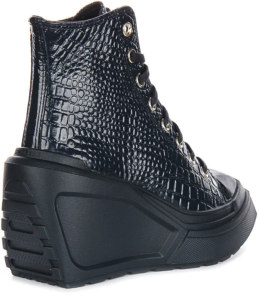 Converse Chuck 70 De Luxe Keil A10037C in Marineblau Leder Schuhen Converse