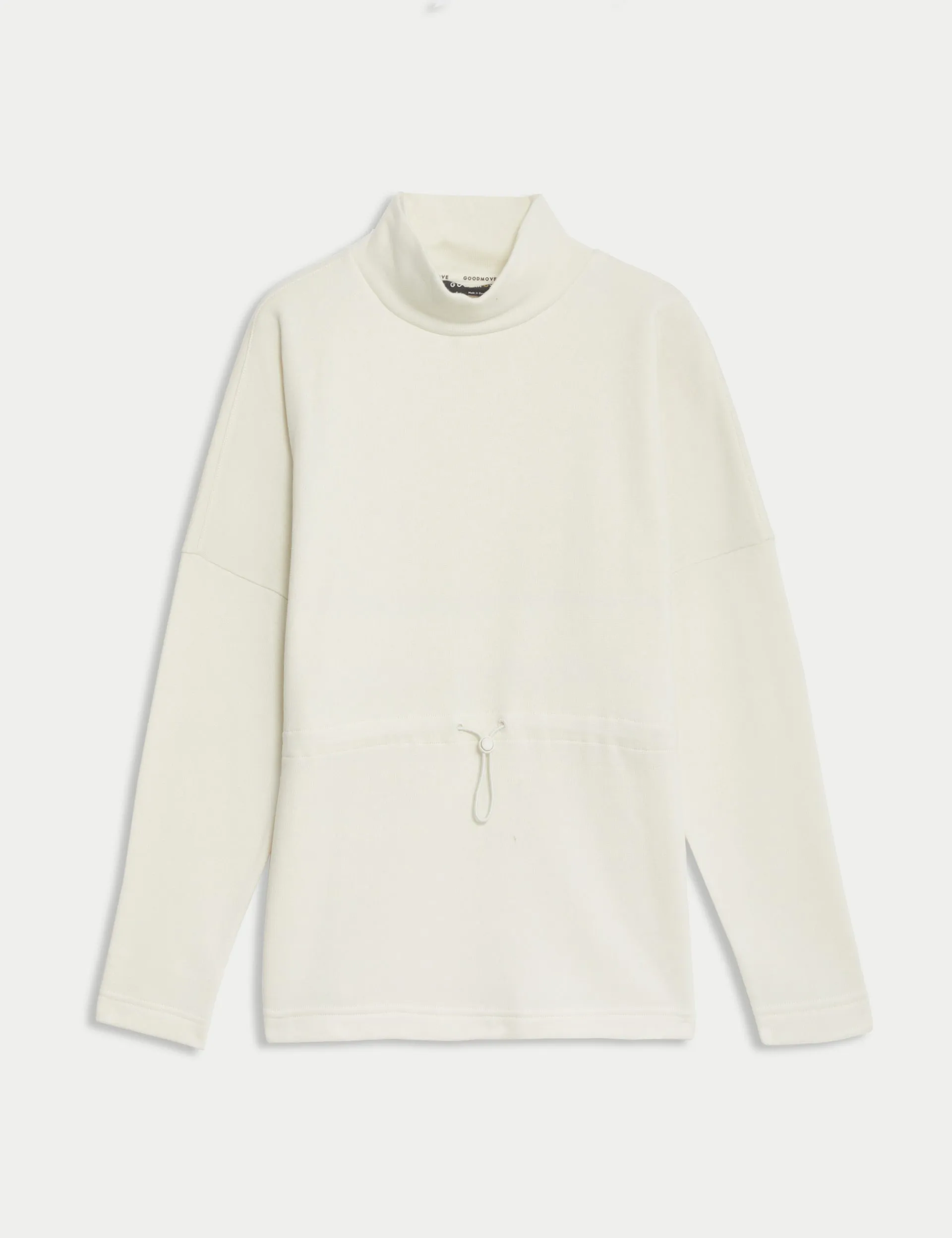 Baumwollreicher, gebürsteter Sweatshirt mit Trichterausschnitt - Elfenbein