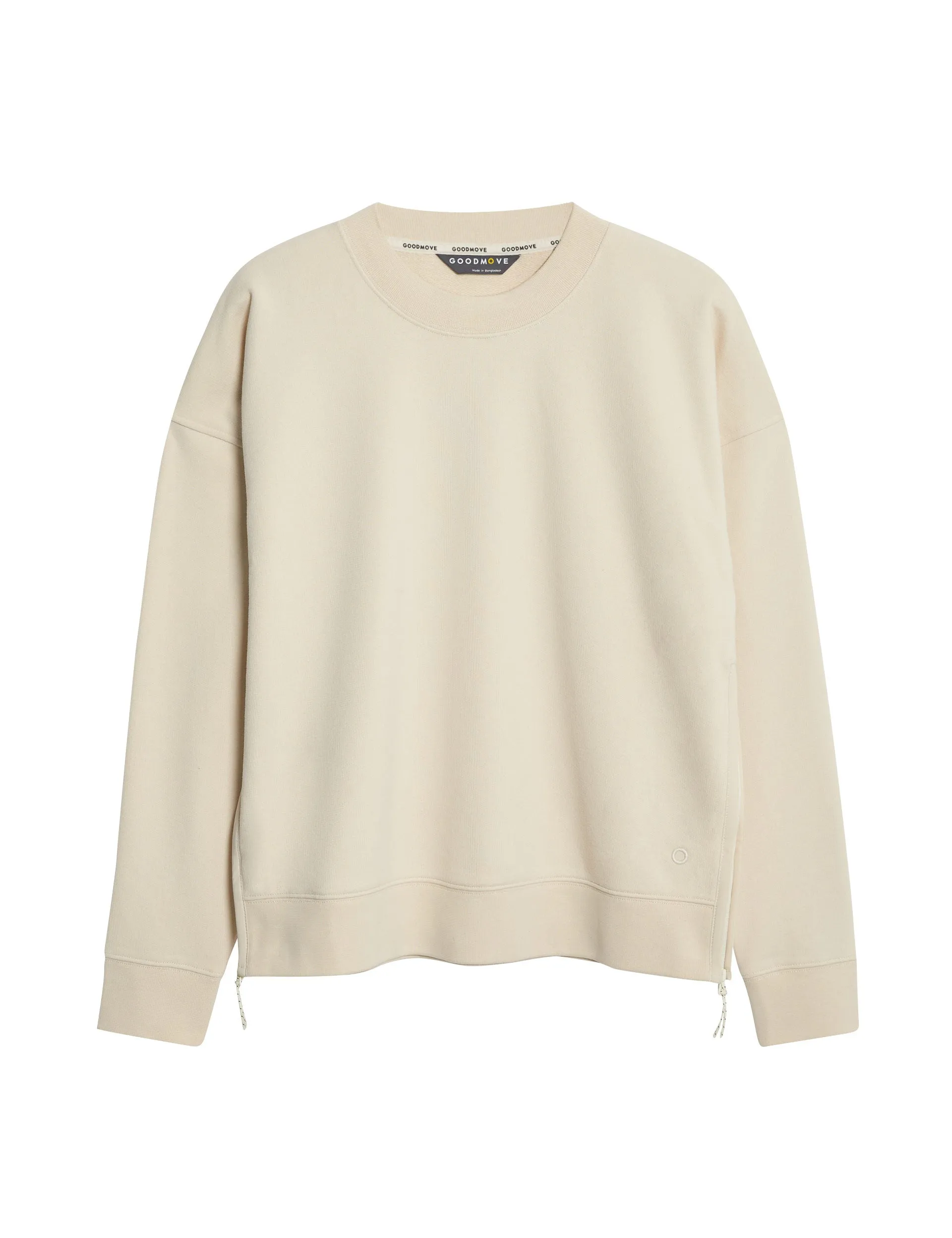 Baumwollreiches Mesh-Einsatz Entspanntes Sweatshirt - Elfenbein
