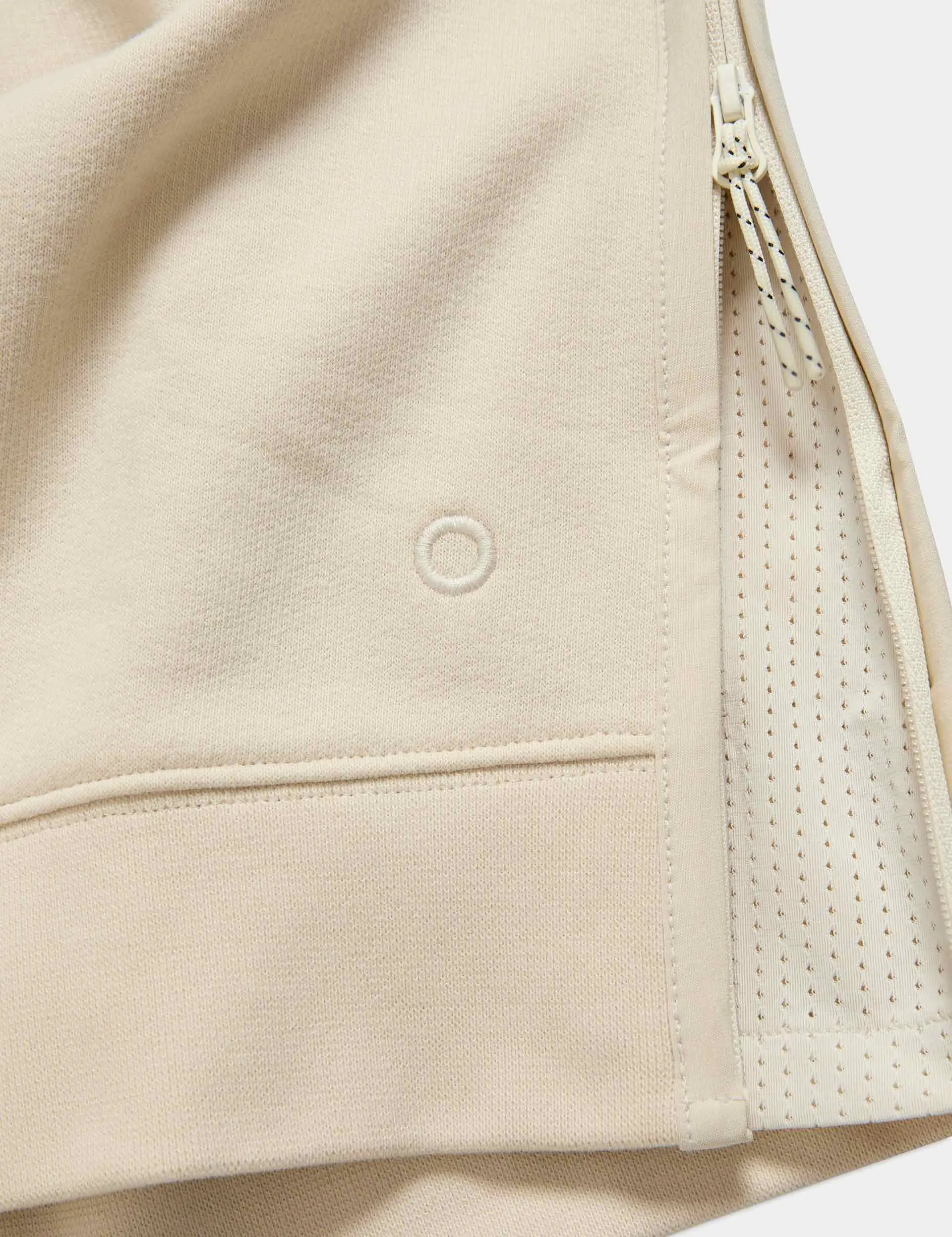 Baumwollreiches Mesh-Einsatz Entspanntes Sweatshirt - Elfenbein