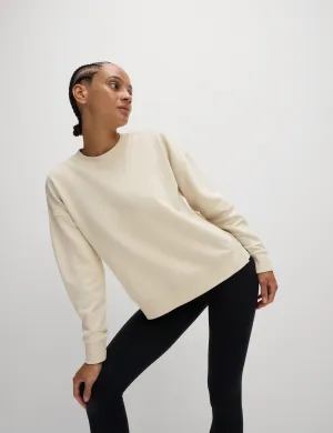 Baumwollreiches Mesh-Einsatz Entspanntes Sweatshirt - Elfenbein