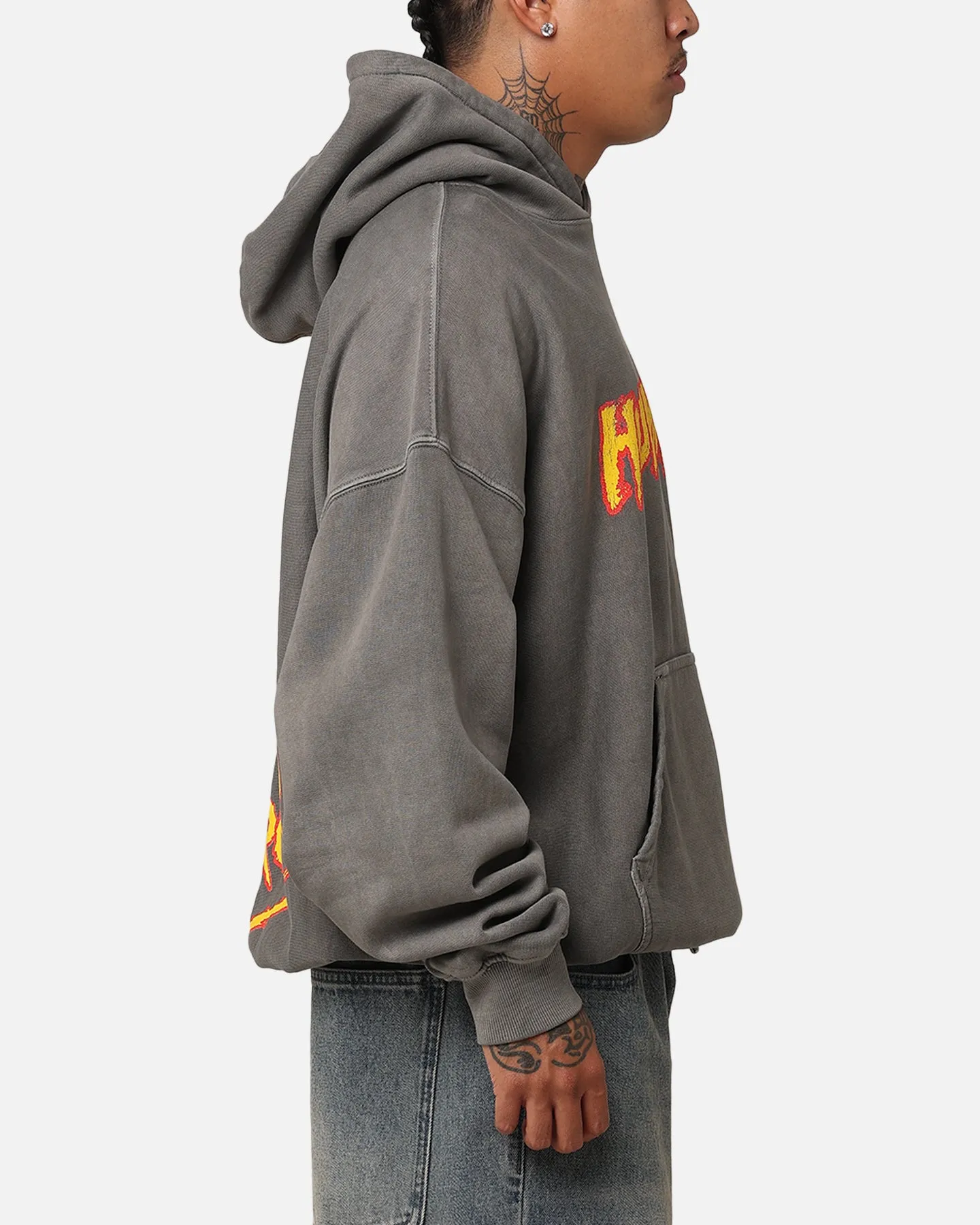 Culture Kings X WWE Hulk Hogan Hulkamania Premium Kapuzenpullover Gewaschener Graustich