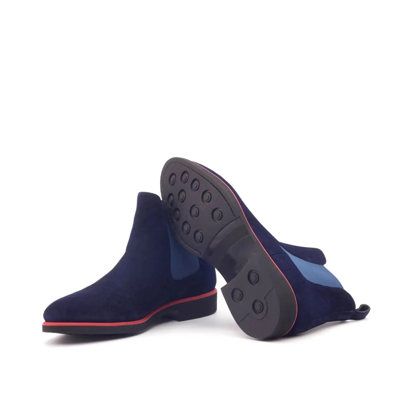 Dapperfam Schuhe DapperFam Monza in Marineblau Herren Italienische Wildleder Chelsea Stiefel