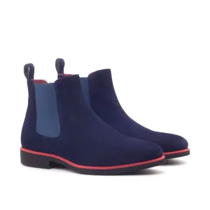 Dapperfam Schuhe DapperFam Monza in Marineblau Herren Italienische Wildleder Chelsea Stiefel