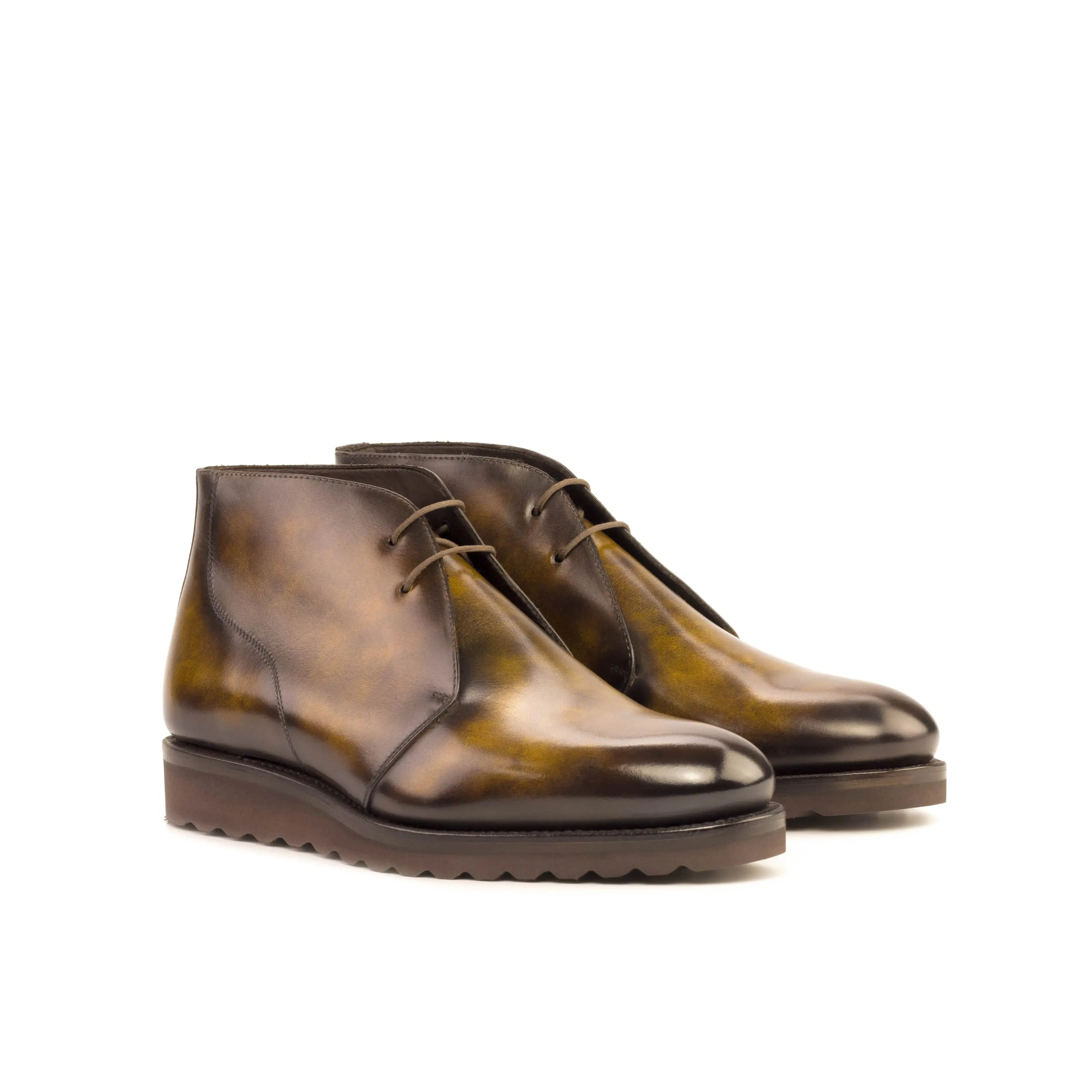 Dapperfam Schuhe DapperFam Vivace in Tabakbraun, handbemusterte Patina Chukka für Herren