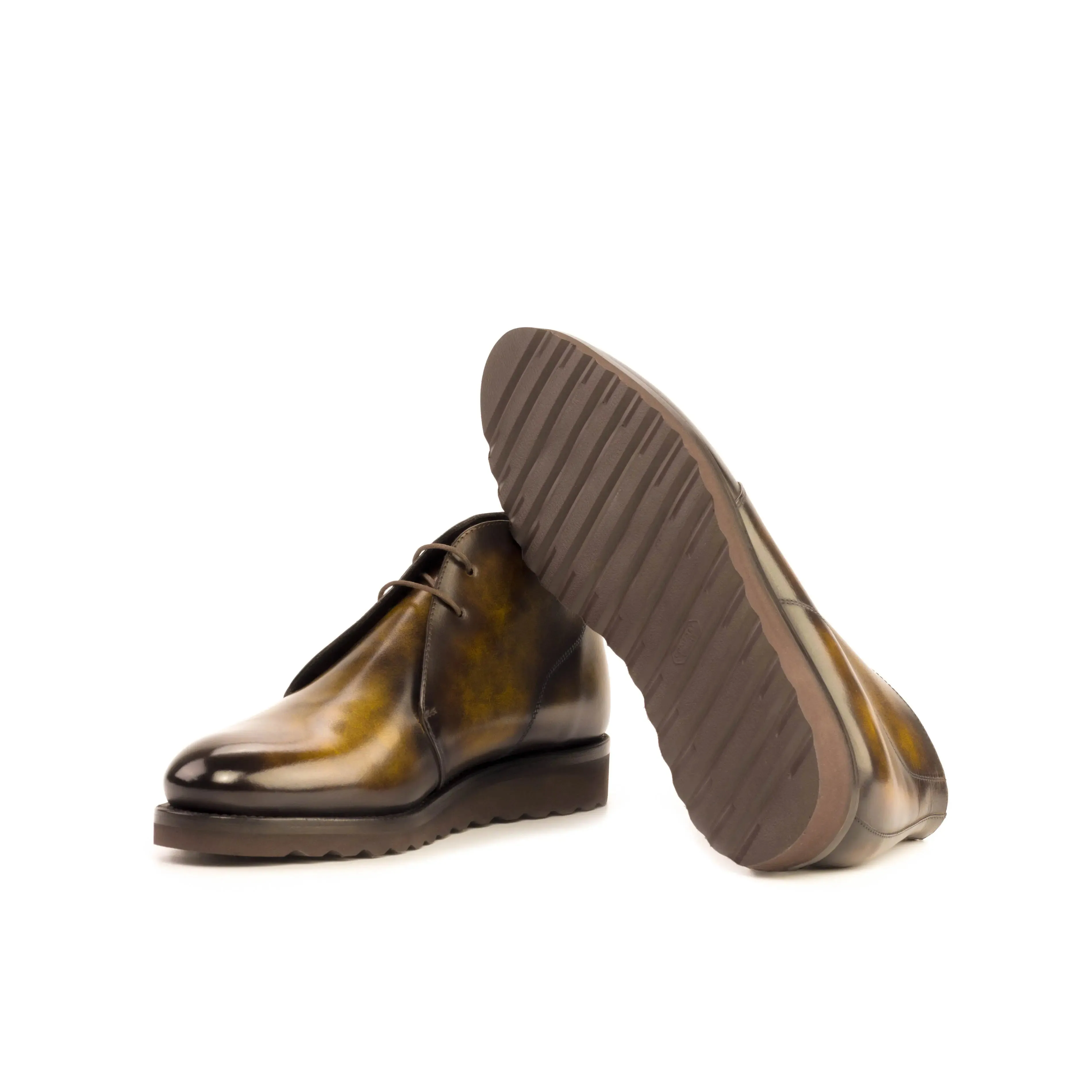 Dapperfam Schuhe DapperFam Vivace in Tabakbraun, handbemusterte Patina Chukka für Herren