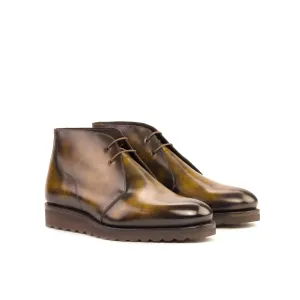 Dapperfam Schuhe DapperFam Vivace in Tabakbraun, handbemusterte Patina Chukka für Herren