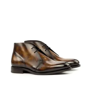 Dapperfam Schuhe DapperFam Vivace in Tabakbraun, handbemusterte Patina Chukka für Herren