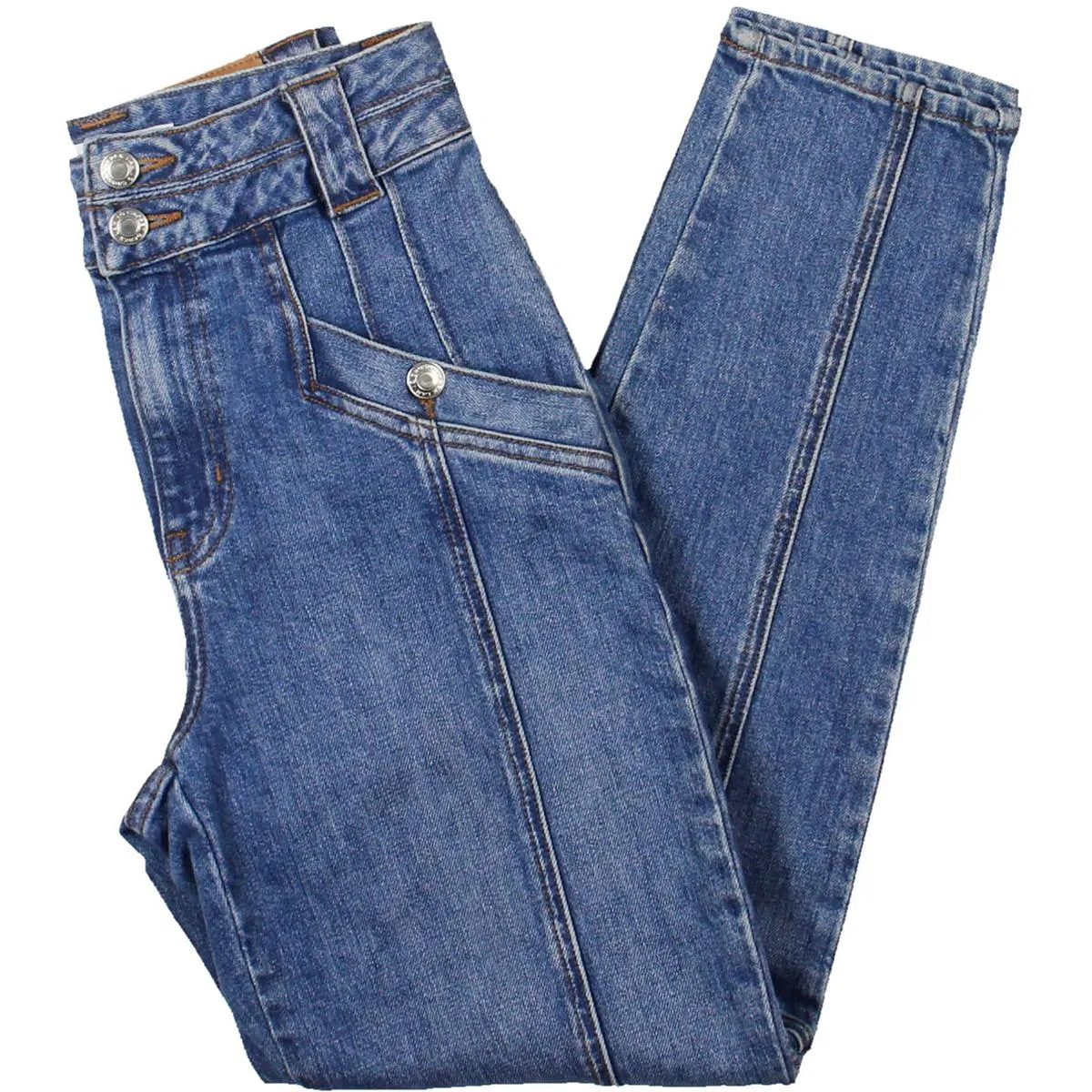 Derek Lam 10 Crosby Damen High-Rise Jeans mit Schrägtaschen und Knöchellänge