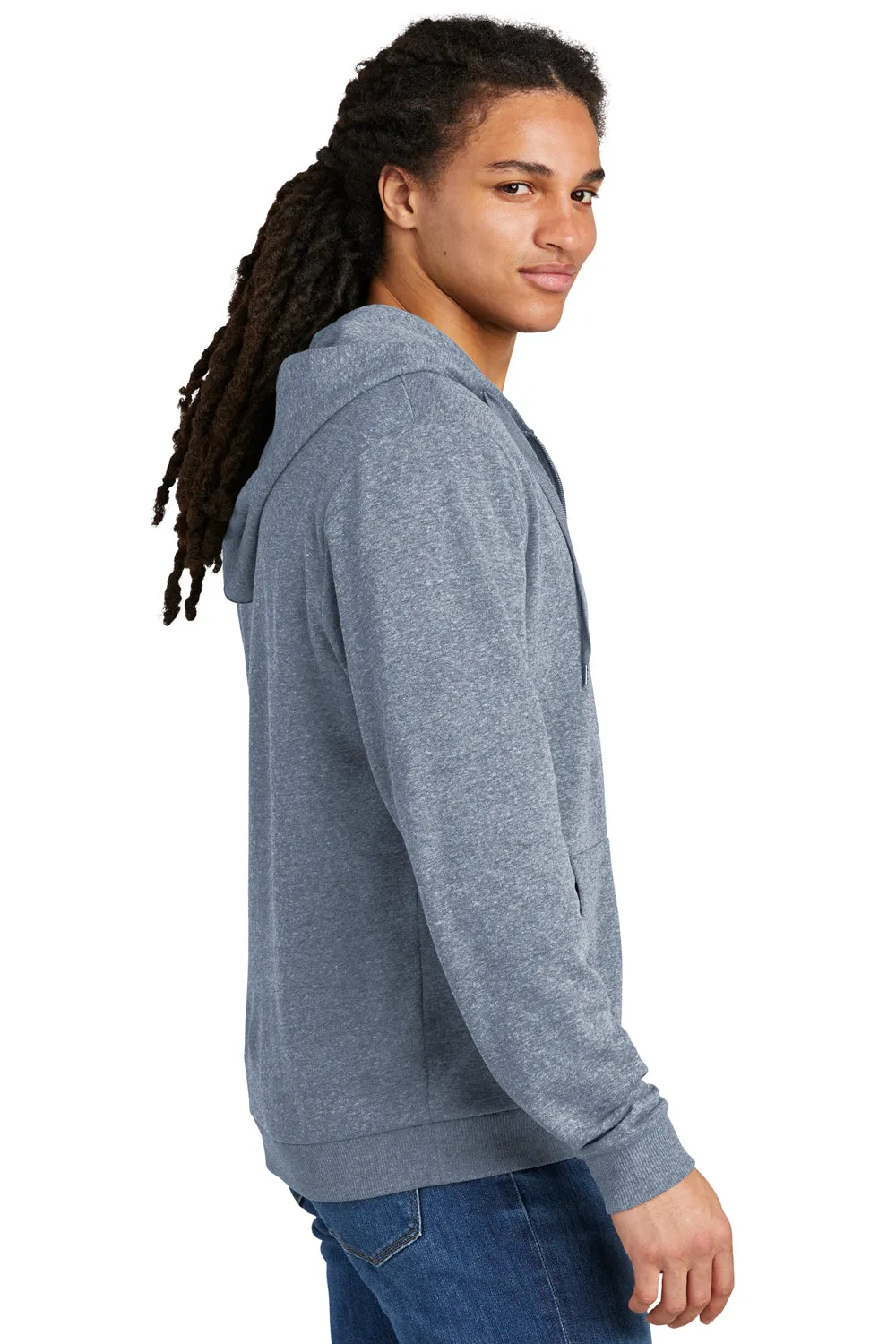 District Herren Perfektes Tri-Fleece Full-Zip Kapuzenpullover Hoodie mit Taschen - Navy Blue Frost