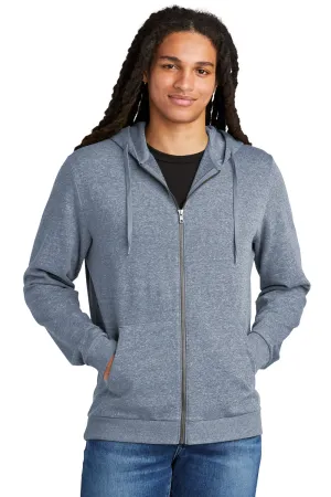 District Herren Perfektes Tri-Fleece Full-Zip Kapuzenpullover Hoodie mit Taschen - Navy Blue Frost