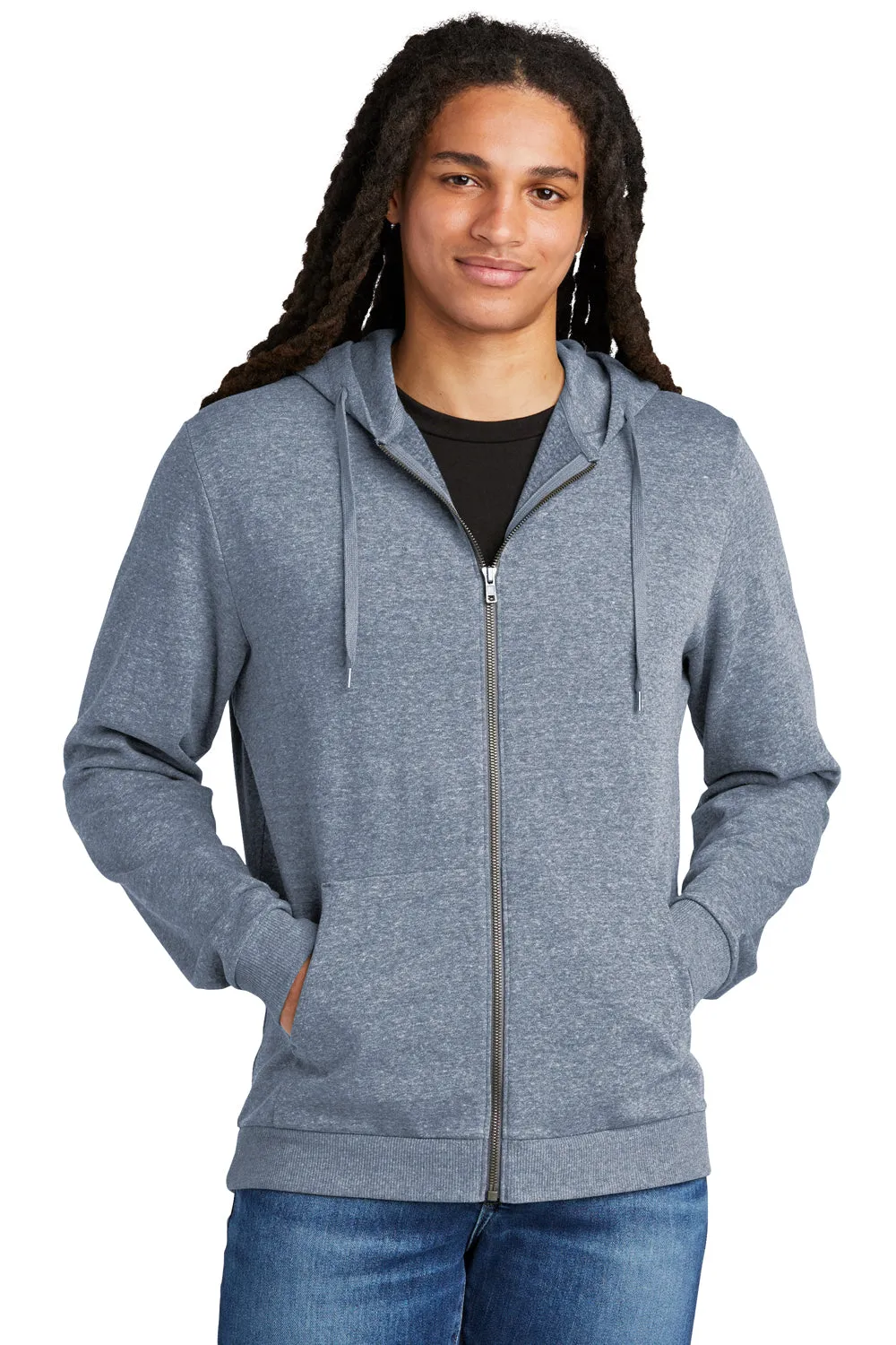 District Herren Perfektes Tri-Fleece Full-Zip Kapuzenpullover Hoodie mit Taschen - Navy Blue Frost