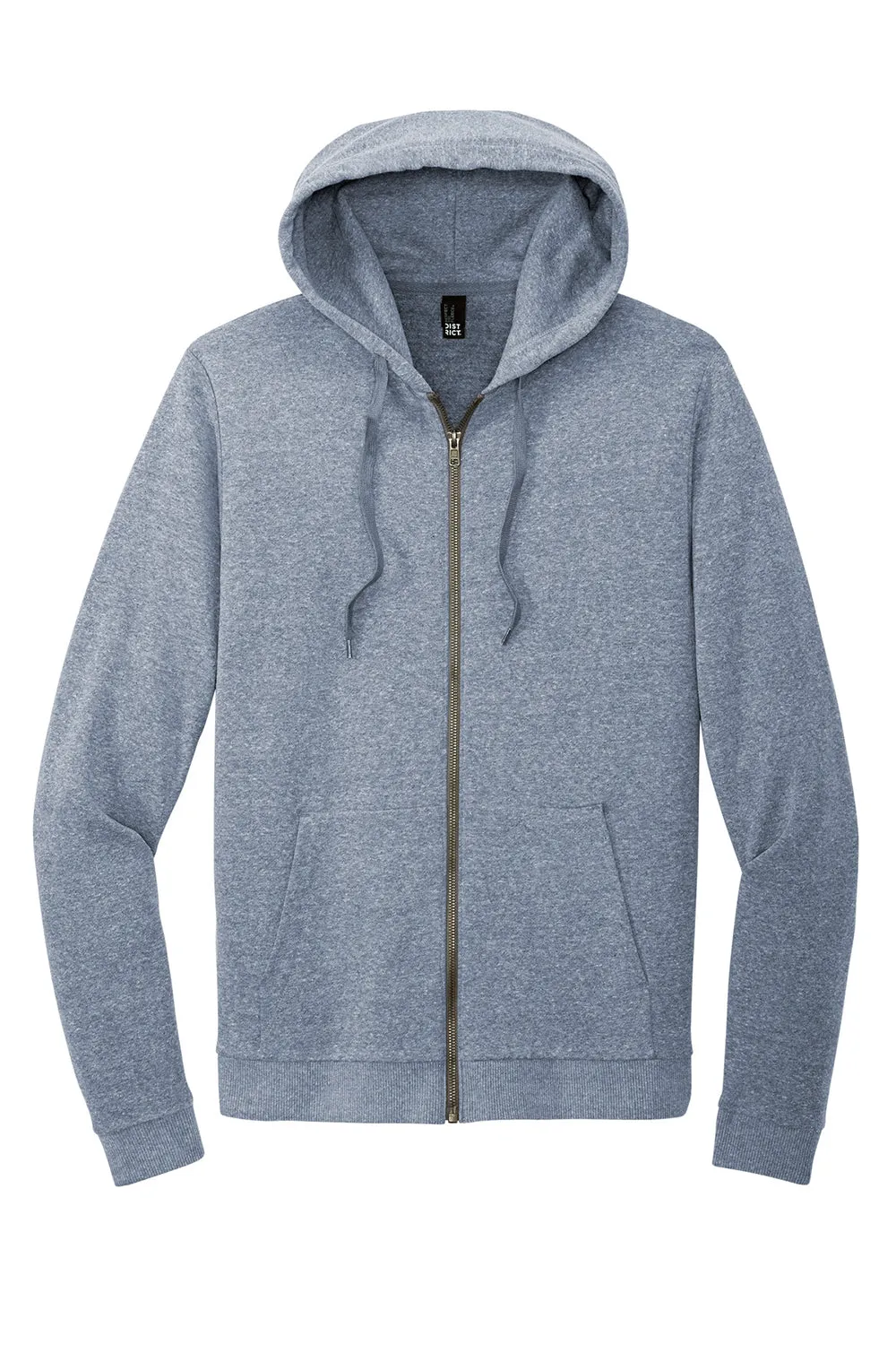 District Herren Perfektes Tri-Fleece Full-Zip Kapuzenpullover Hoodie mit Taschen - Navy Blue Frost