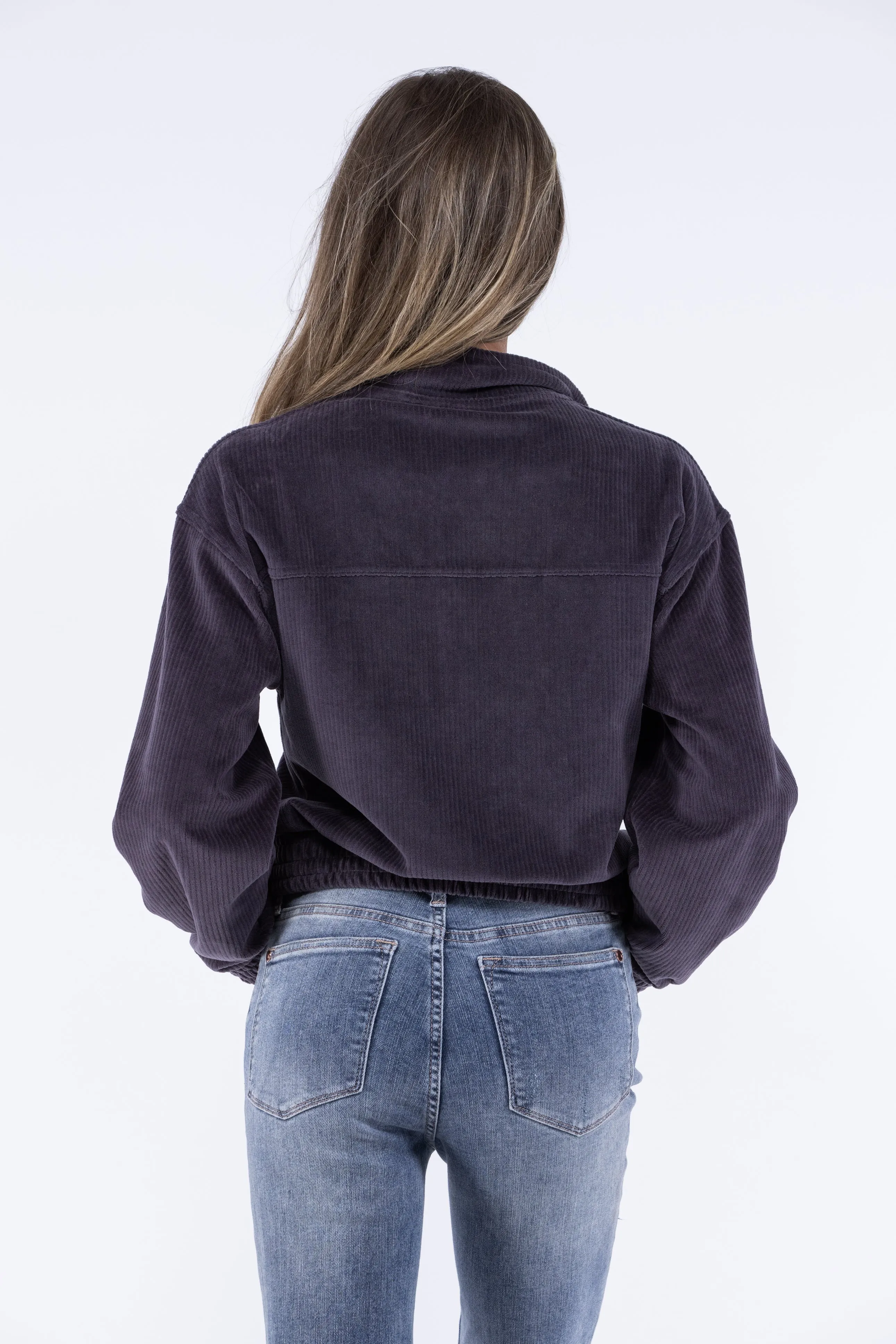 Doin It Right Damen Reißverschluss Cropped Cordjacke