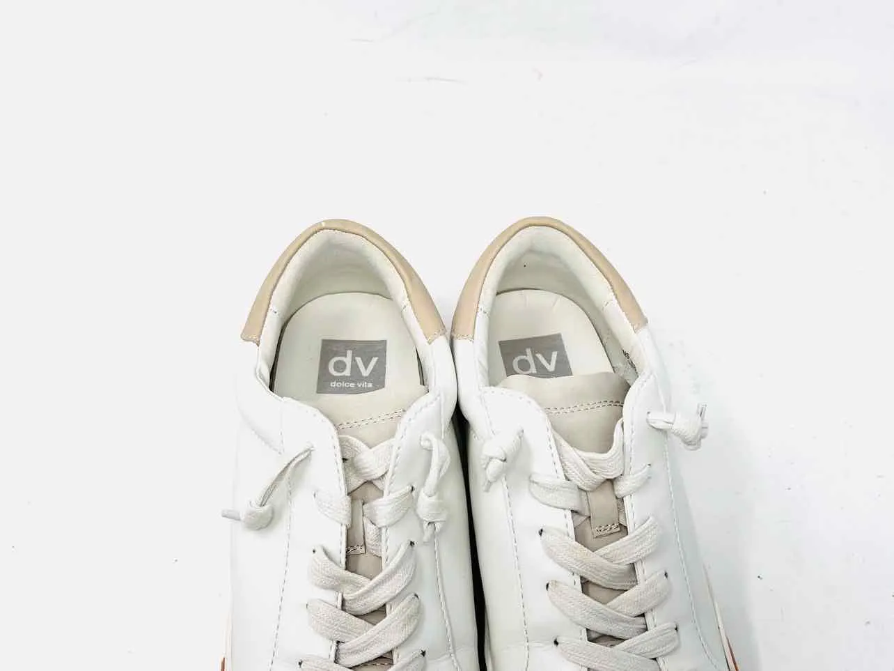 Dolce Vita Größe 8 Weiß/Braun/Gold Farbblock Metallisch Schuhe Sneaker