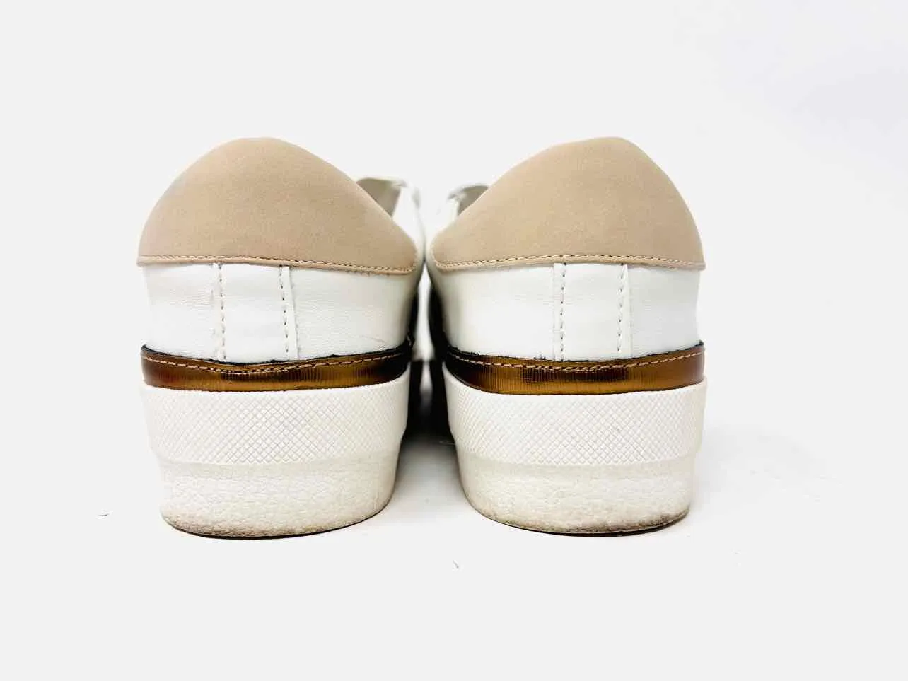 Dolce Vita Größe 8 Weiß/Braun/Gold Farbblock Metallisch Schuhe Sneaker