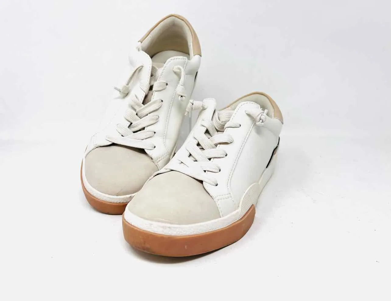 Dolce Vita Größe 8 Weiß/Braun/Gold Farbblock Metallisch Schuhe Sneaker