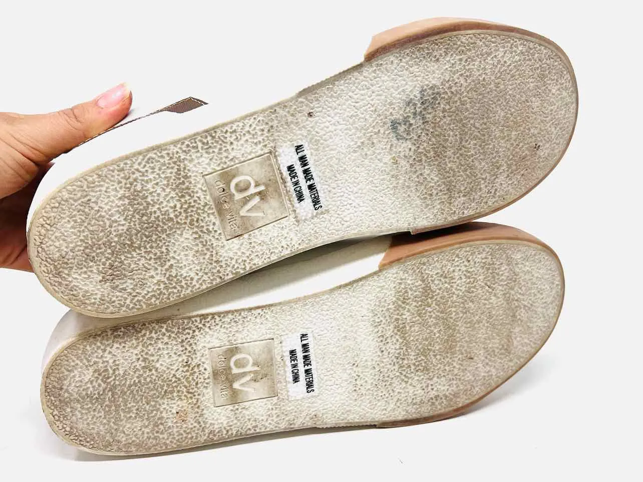 Dolce Vita Größe 8 Weiß/Braun/Gold Farbblock Metallisch Schuhe Sneaker