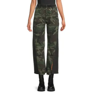 Driftwood Damen Camouflage Denim Straight Leg Jeans
