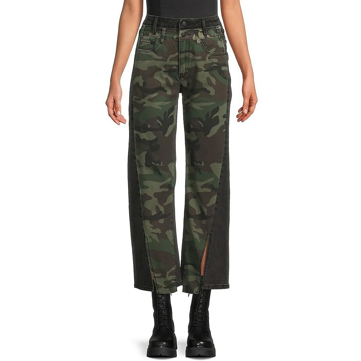 Driftwood Damen Camouflage Denim Straight Leg Jeans