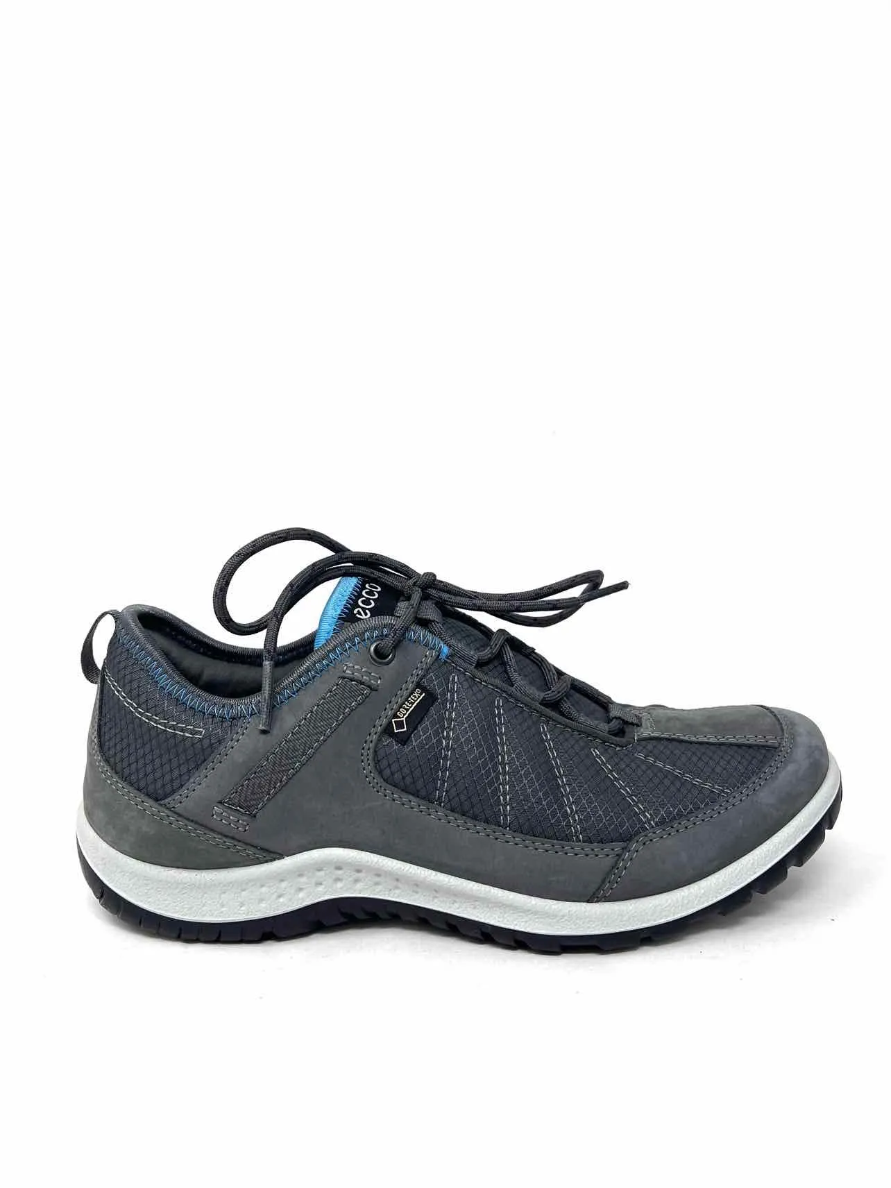 Ecco Größe 5/5,5 Grau/Blau Schnürschuhe Leder/Stoff Sneaker
