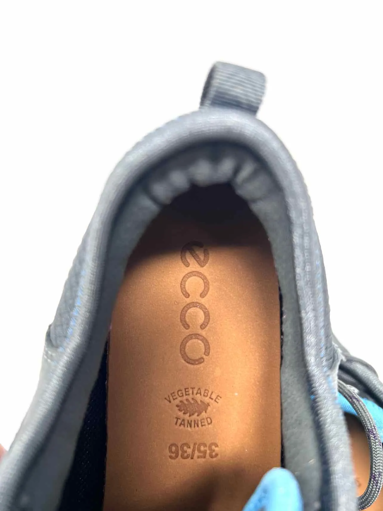 Ecco Größe 5/5,5 Grau/Blau Schnürschuhe Leder/Stoff Sneaker