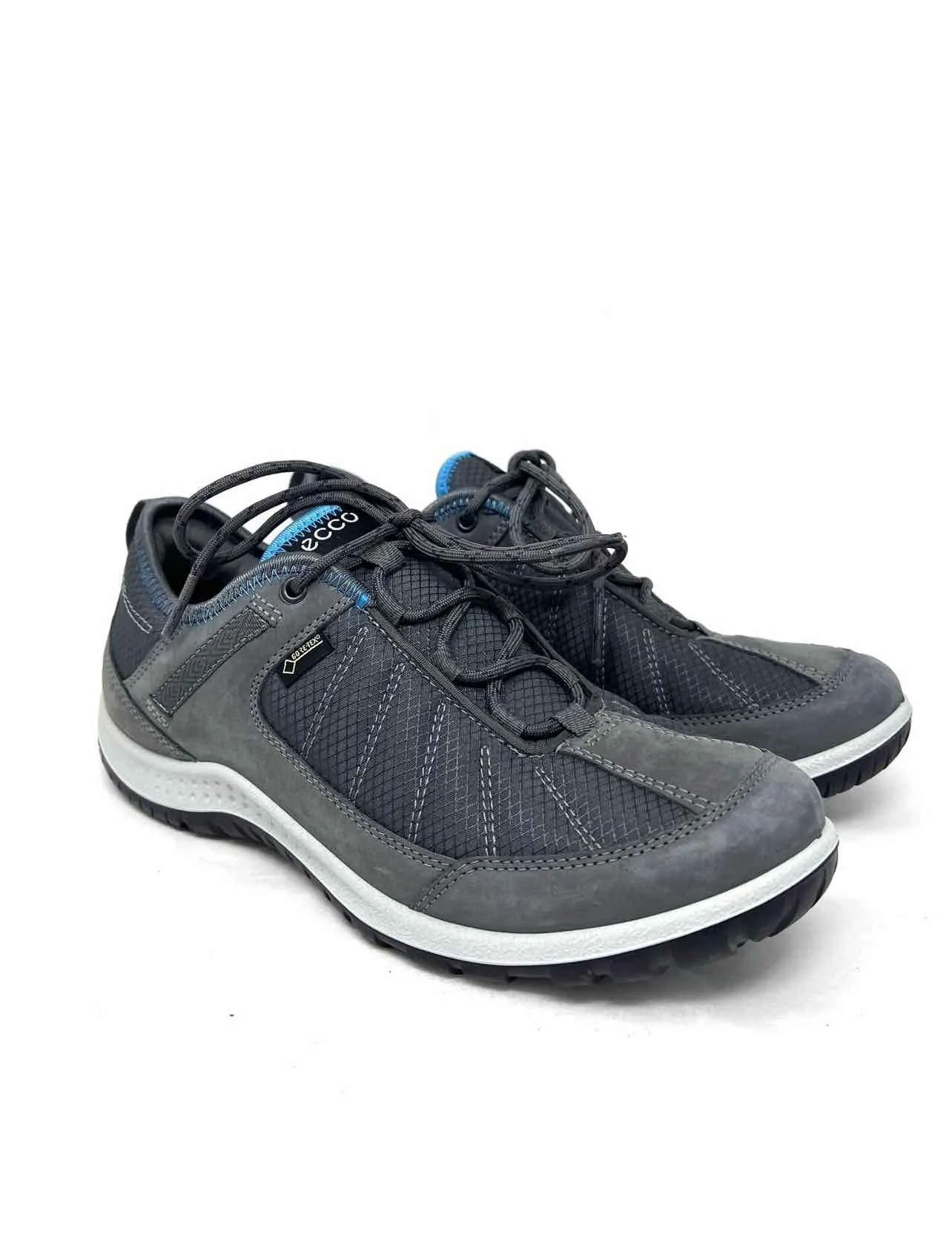 Ecco Größe 5/5,5 Grau/Blau Schnürschuhe Leder/Stoff Sneaker
