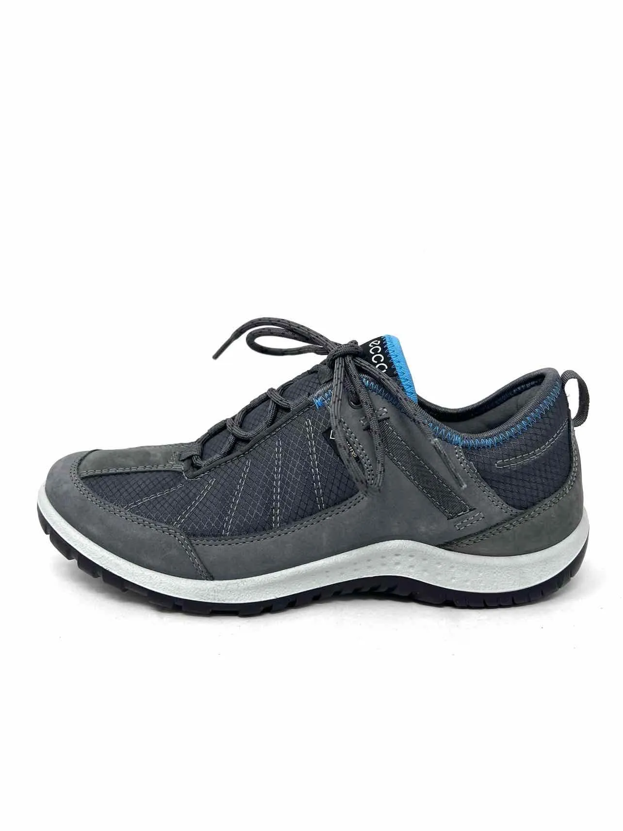Ecco Größe 5/5,5 Grau/Blau Schnürschuhe Leder/Stoff Sneaker