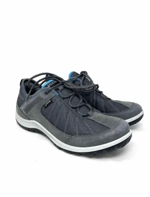 Ecco Größe 5/5,5 Grau/Blau Schnürschuhe Leder/Stoff Sneaker