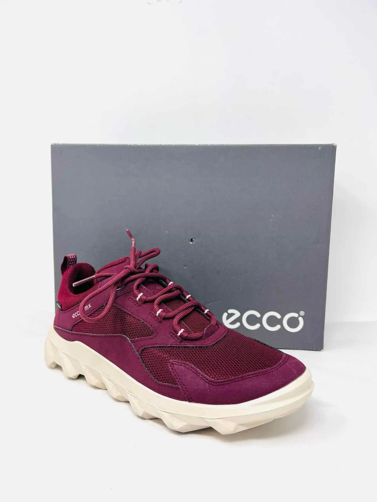 Ecco Größe 8/8,5 Burgunder/Beige Schnürer Mesh MIT KARTON!!! Schuhe Sneaker