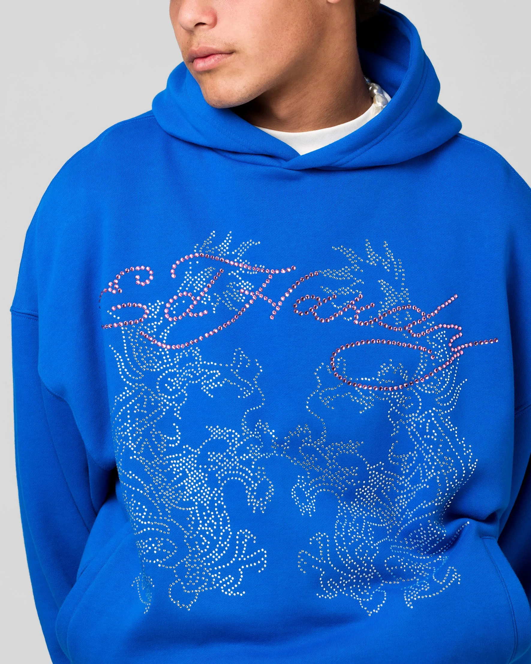 Ed Hardy Pailletten-Drachen Kapuzenpullover Blau