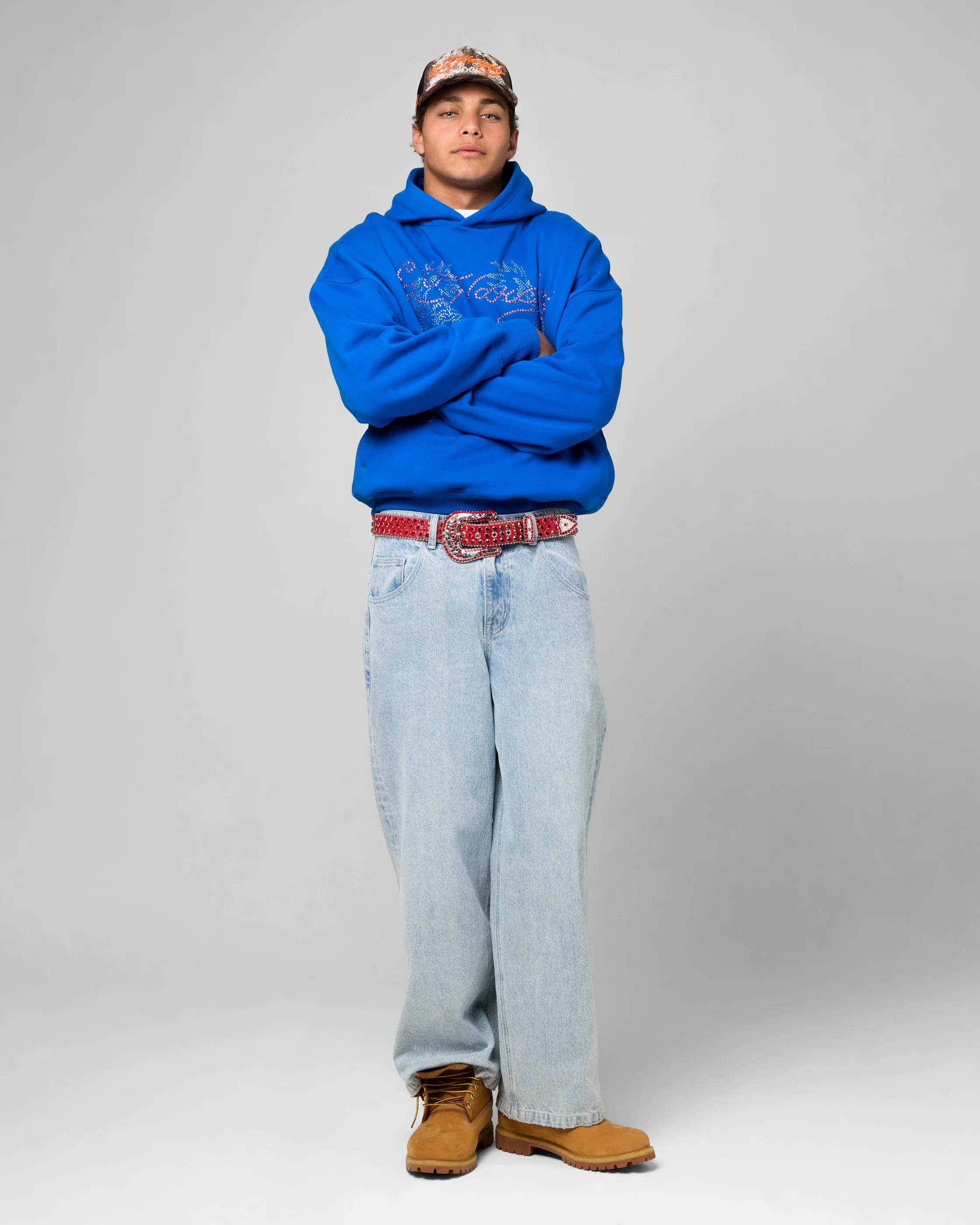 Ed Hardy Pailletten-Drachen Kapuzenpullover Blau