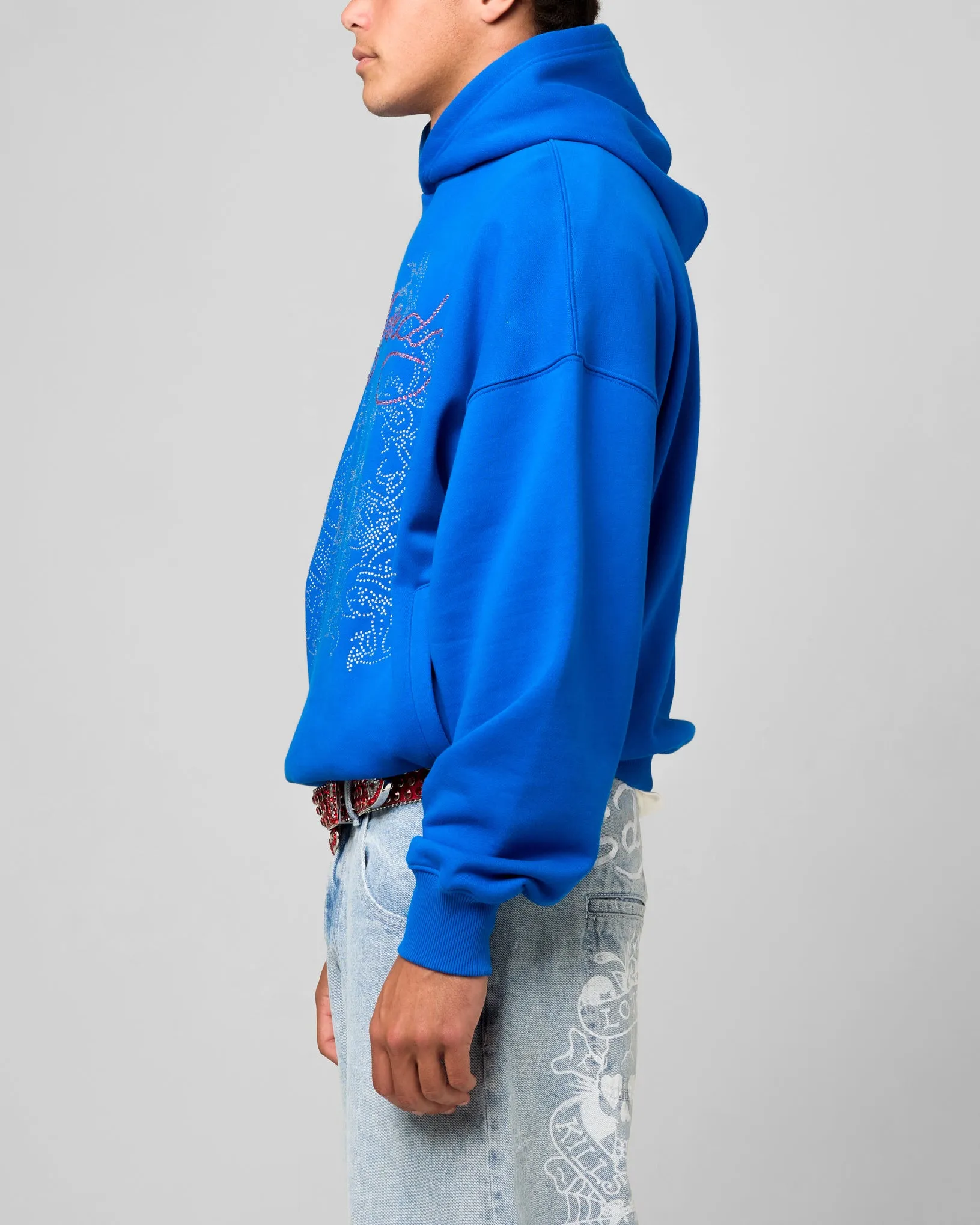 Ed Hardy Pailletten-Drachen Kapuzenpullover Blau