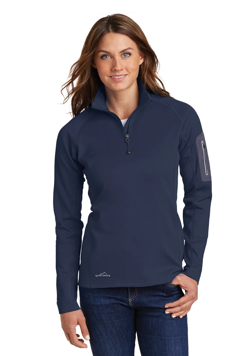 Eddie Bauer Damen Performance Fleece 1/4 Zip Sweatshirt mit Tasche - Flussmarineblau