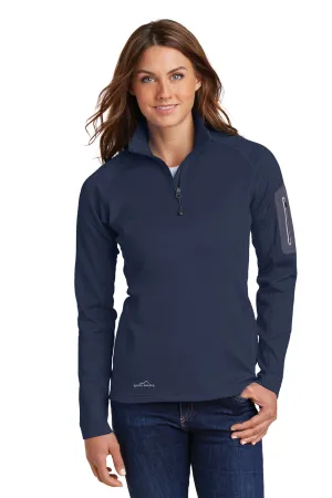 Eddie Bauer Damen Performance Fleece 1/4 Zip Sweatshirt mit Tasche - Flussmarineblau
