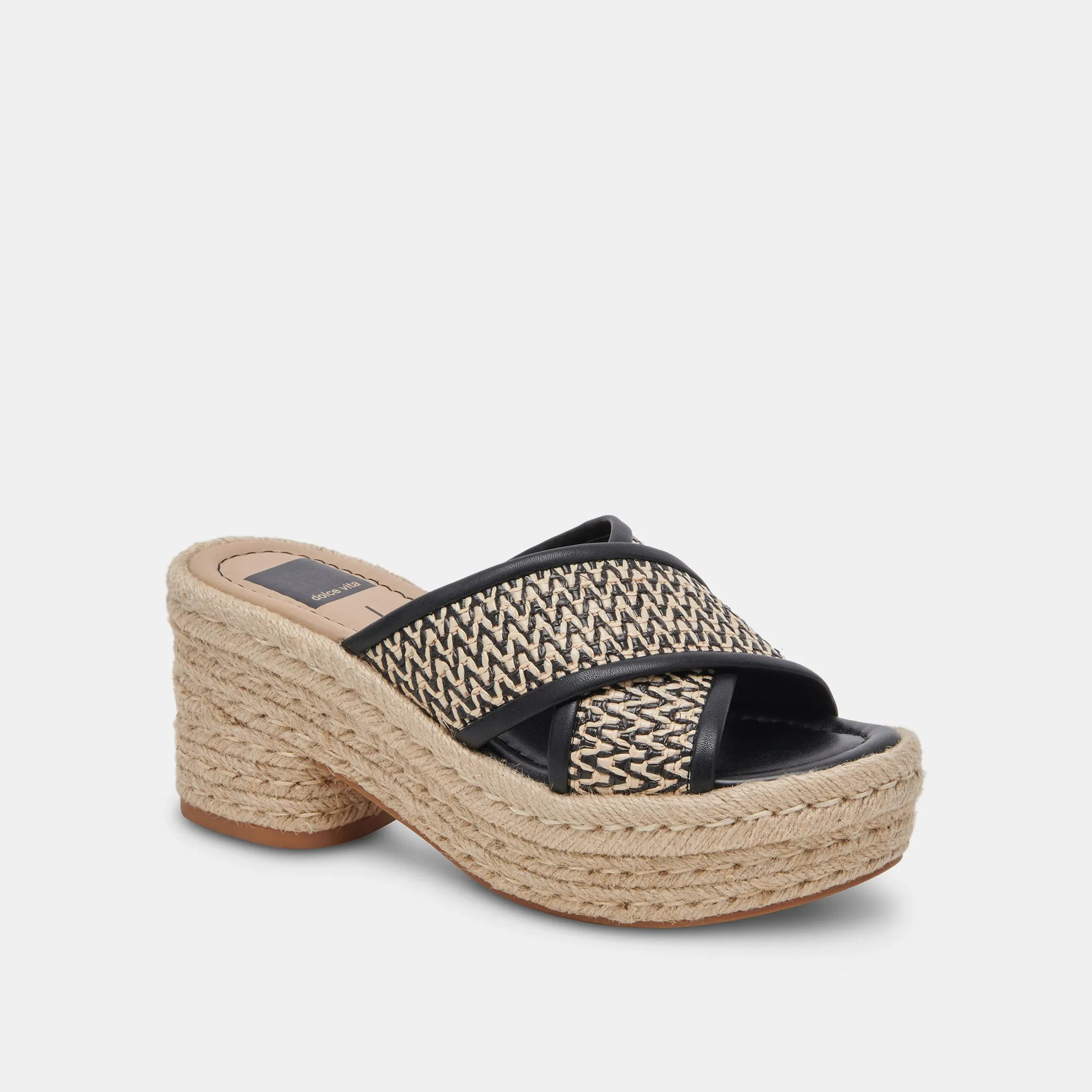 ELDORA ABSÄTZE WEIß SCHWARZ RAFFIA
