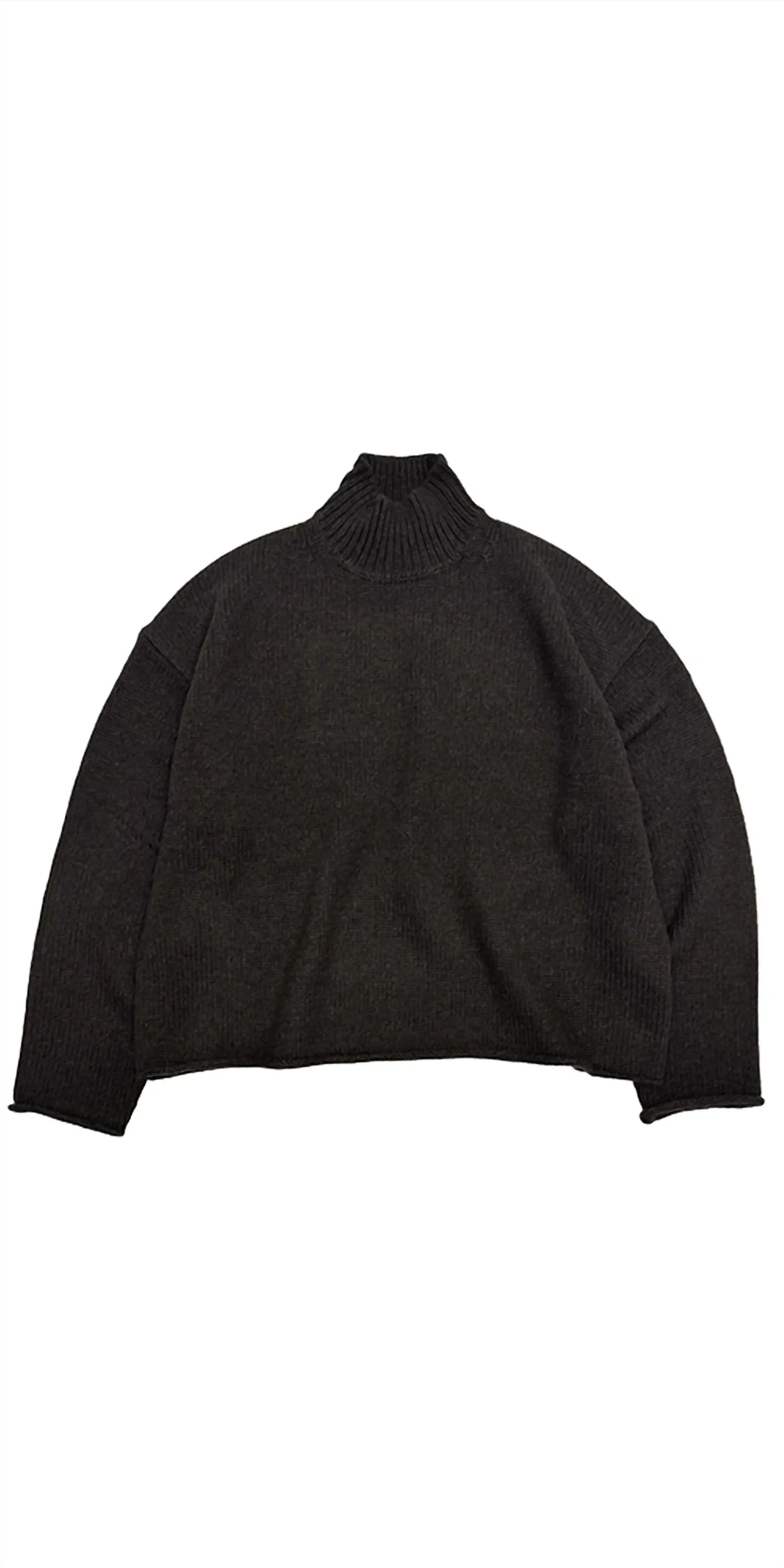 Alltäglicher Mockneck-Pullover in Ebenholz
