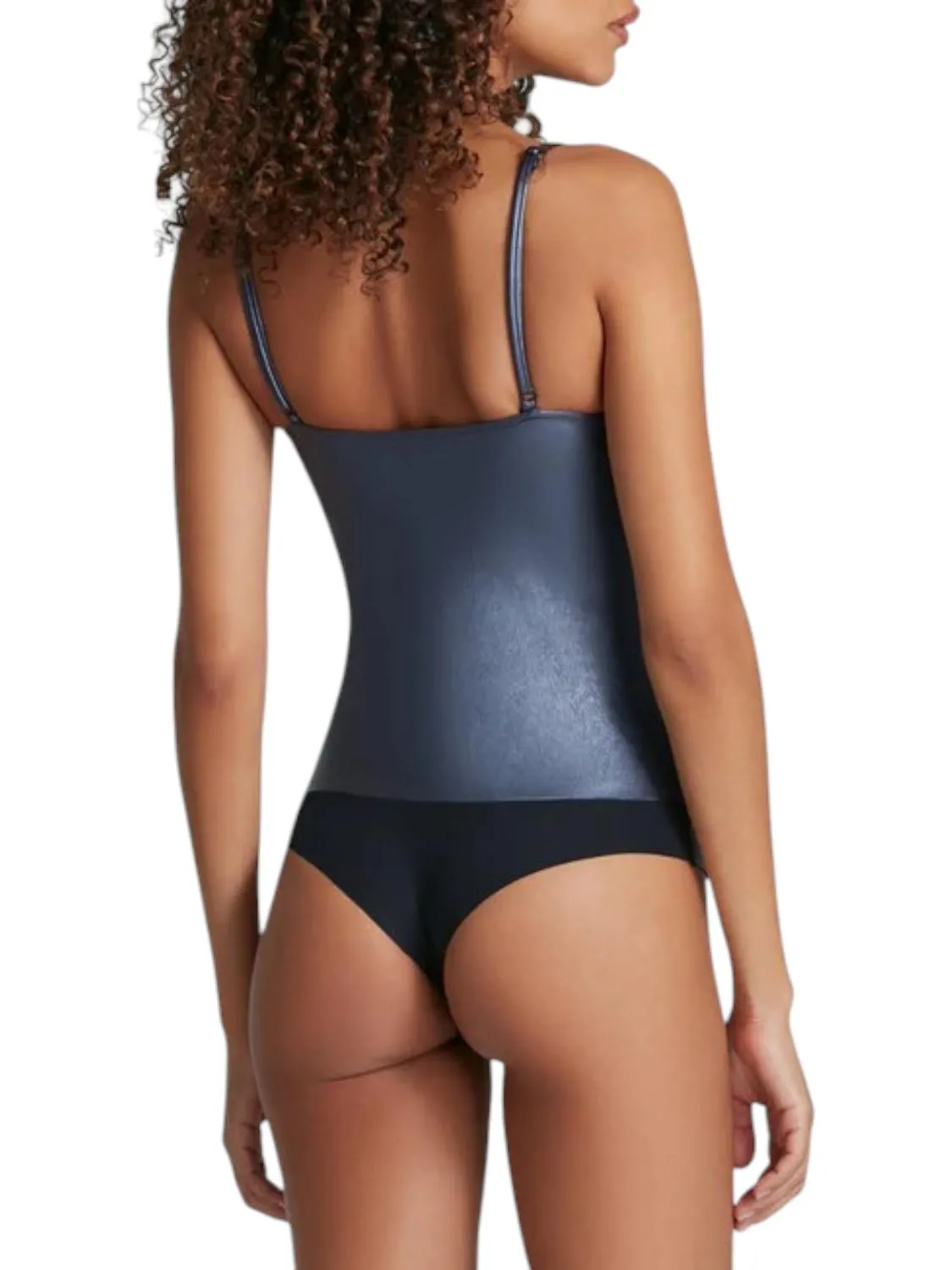Faux-Leder Cami-Bodysuit In Galaxy