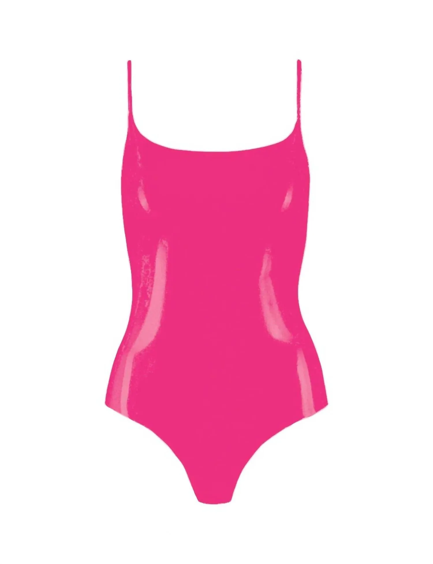 Faux-Patentleder Cami-Body in Neonrosa