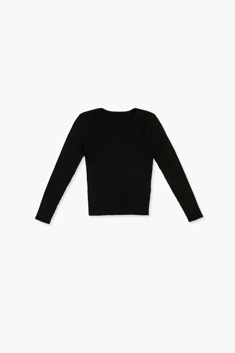 Forever 21 Strickpullover für Mädchen mit V-Ausschnitt (Kinder) Schwarz Forever 21