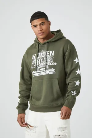 Forever 21 Herren Hidden Hills Grafik Hoodie Sweatshirt Olive/Creme Forever 21