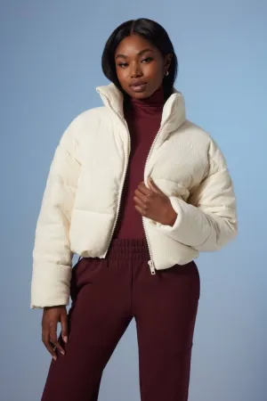 Forever 21 Damen Active Cord Puffer Bubble Mantel Jacke Vanille Forever 21