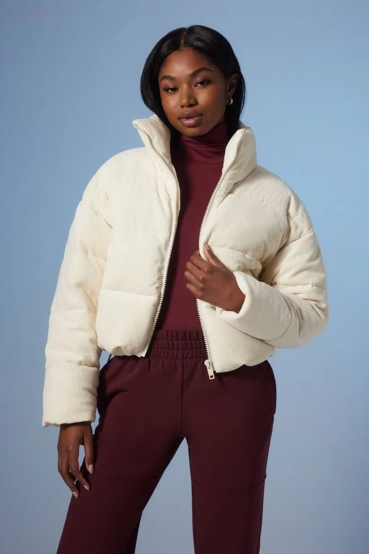 Forever 21 Damen Active Cord Puffer Bubble Mantel Jacke Vanille Forever 21