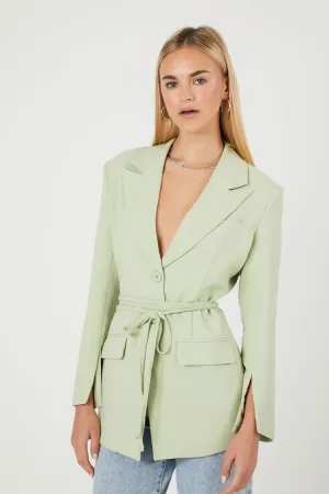 Forever 21 Damen Gürtel-Cutout-Blazer in Hellgrün von Forever 21