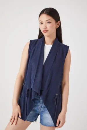 Forever 21 Damen Chambray Weste mit offener Front in Marineblau Forever 21