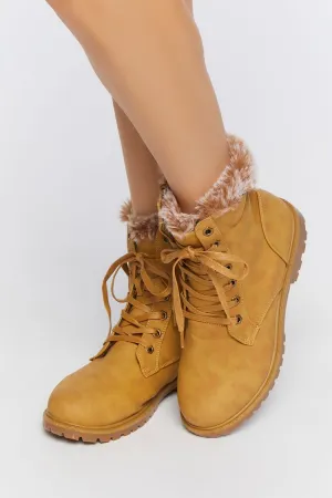 Forever 21 Damen Kunstpelz-gefütterte Stiefeletten Camel Forever 21