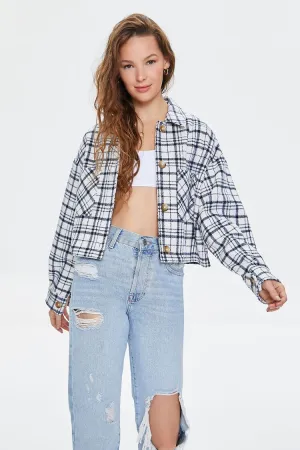 Forever 21 Damen Karo-Knopfleiste Shacket Schwarz/Weiß Forever 21
