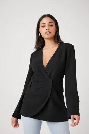 Forever 21 Damen Ausschnitt Wickelblazer Schwarz Forever 21